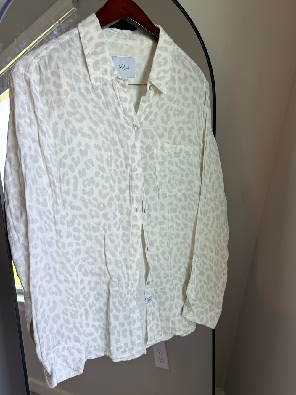 Rails Blouse Women White Gray Ellis Jaguar Animal Print Button Down